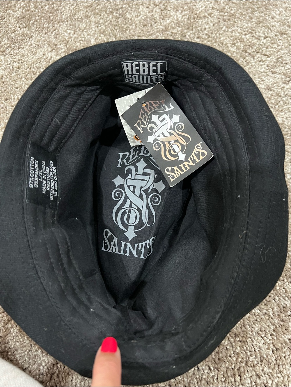 Rebel Saints Men's Black Hat - Needs reshaping